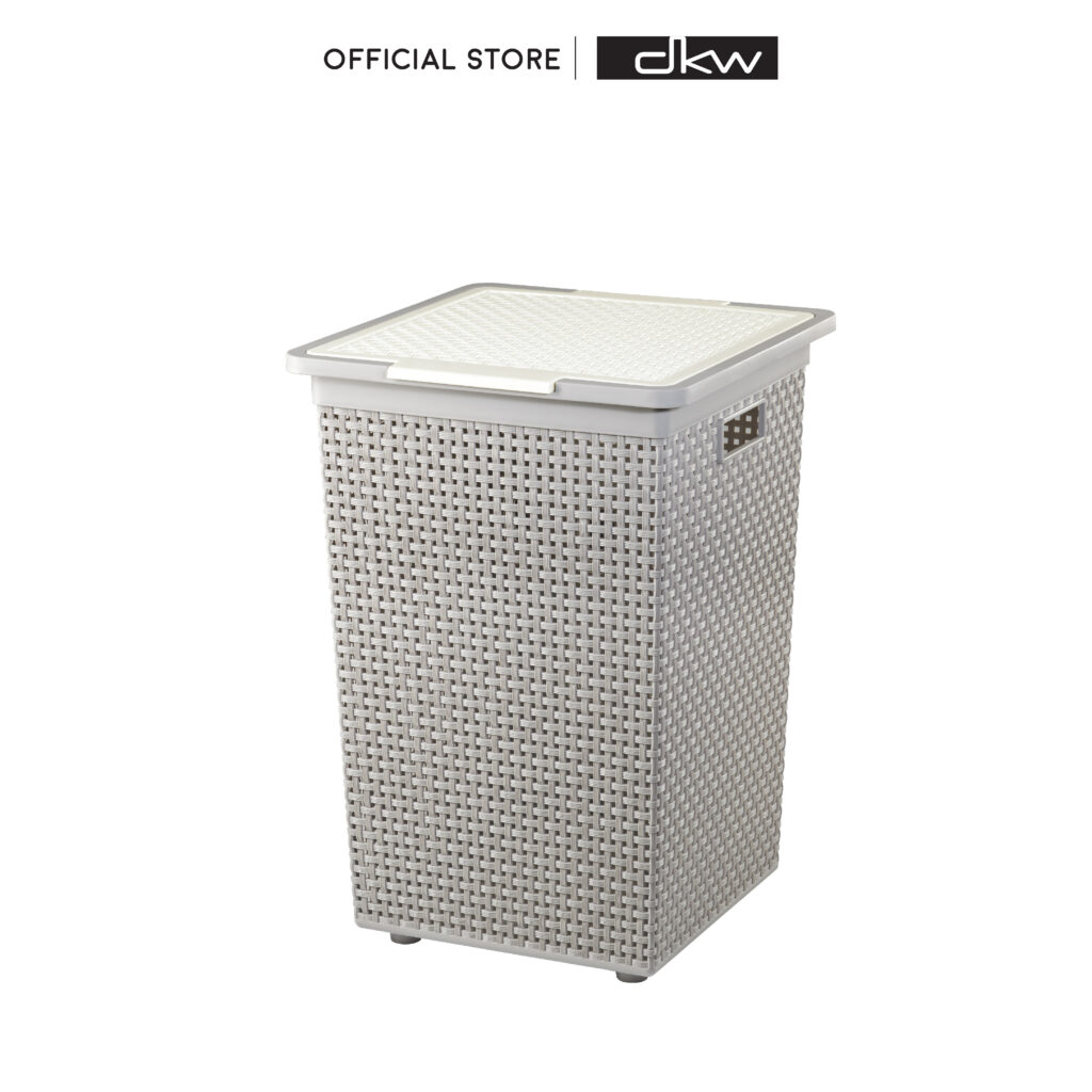 HH-1110 ตะกร้าผ้าลายสาน ทรงเหลี่ยมจตุรัส (มีฝาปิด) Saan square laundry basket w/lid