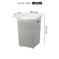 HH-1110 ตะกร้าผ้าลายสาน ทรงเหลี่ยมจตุรัส (มีฝาปิด) Saan square laundry basket w/lid - Image 3