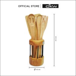 WA-107 ชุดอุปกรณ์ทำอาหาร (ไม้พาย ,ช้อน,ส้อม,ทัพพี ) พร้อมฐานไม้ยางพารา - Image 2