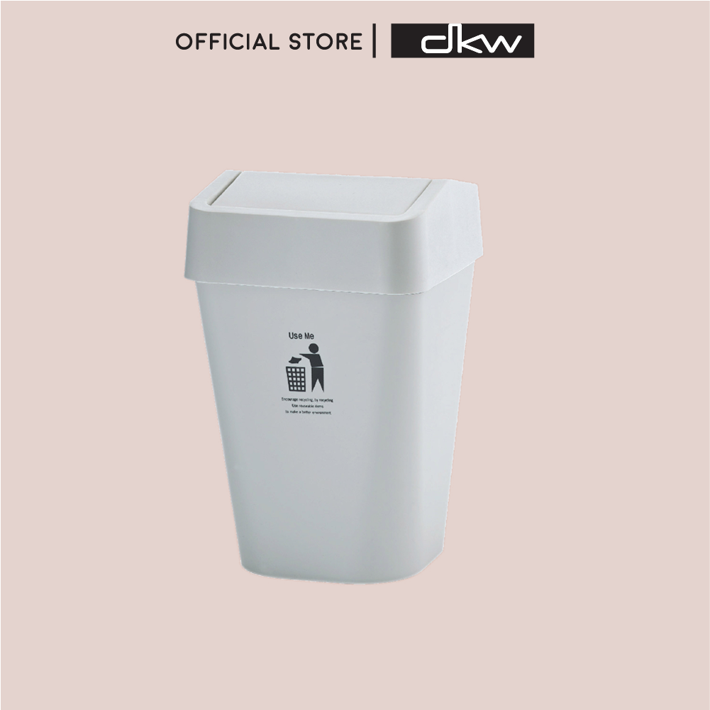 DKW HH-224SP ถังขยะฝาสวิงเหลี่ยมจัตุรัส 11 ลิตร Swing trash bin 11L w/print (มี 2สีให้เลือก)