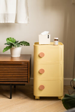 Square Shelf รุ่นNeko ชั้นวาง(มีล้อ)ทรงเหลี่ยม 3ชั้น จัดเก็บของใช้ ตู้ข้างเตียง ลิ้นชักเก็บของโมเดิร์น - Image 2