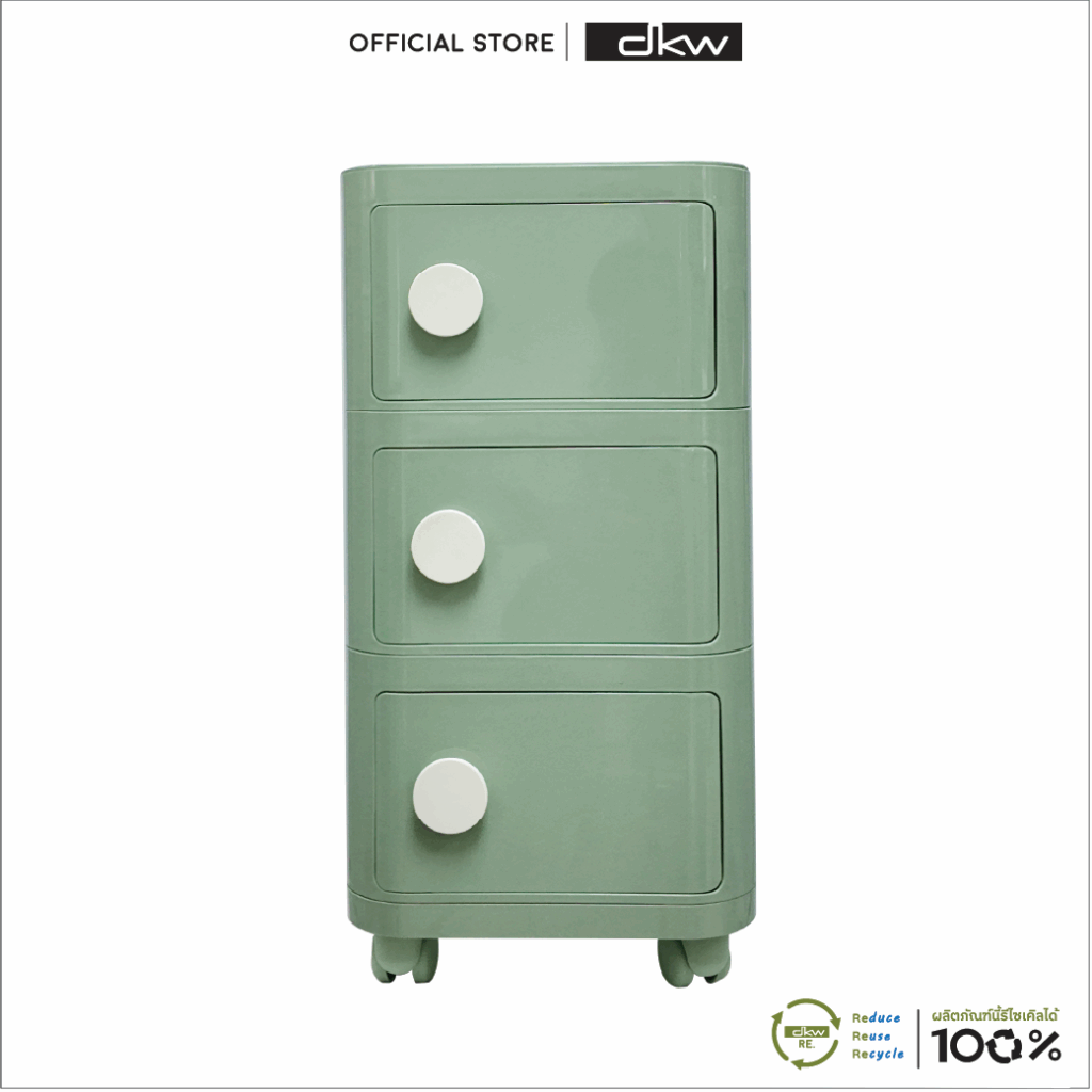 Square Shelf รุ่นNeko ชั้นวาง(มีล้อ)ทรงเหลี่ยม 3ชั้น จัดเก็บของใช้ ตู้ข้างเตียง ลิ้นชักเก็บของโมเดิร์น